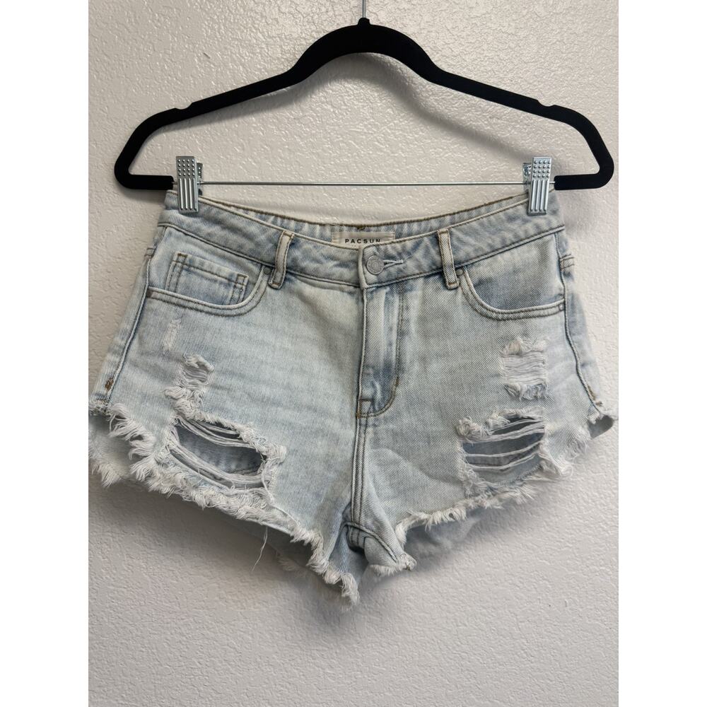 Pacsun Distressed High Rise Festival Blue Jean Short Sz 25